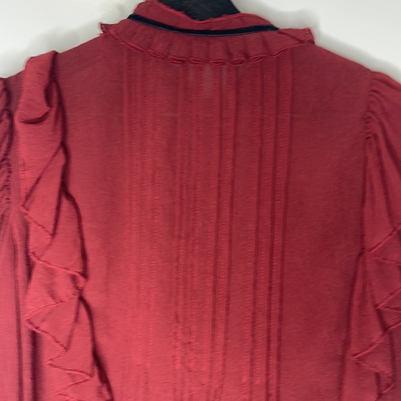 Zara VintageStyle Burgundy and black Longsleeved top size Small - Picture 7 of 12
